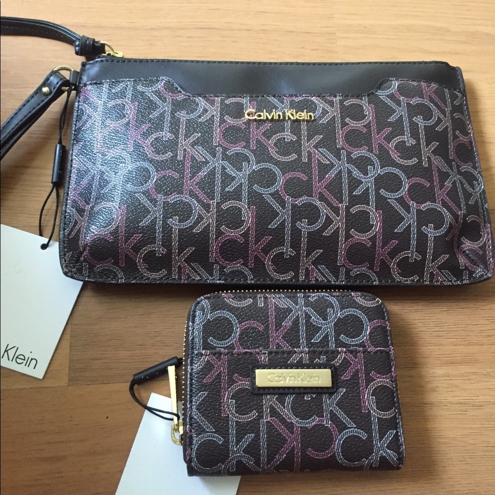 Calvin Klein signature mini wallet and wristlet